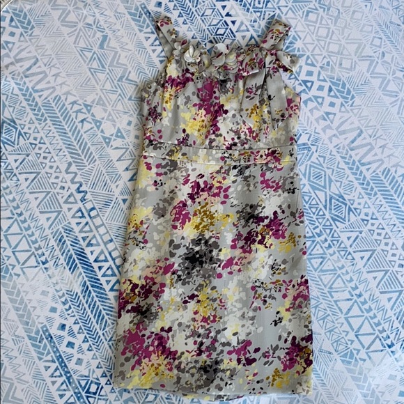 LOFT Gray Floral Dress - Picture 2 of 7